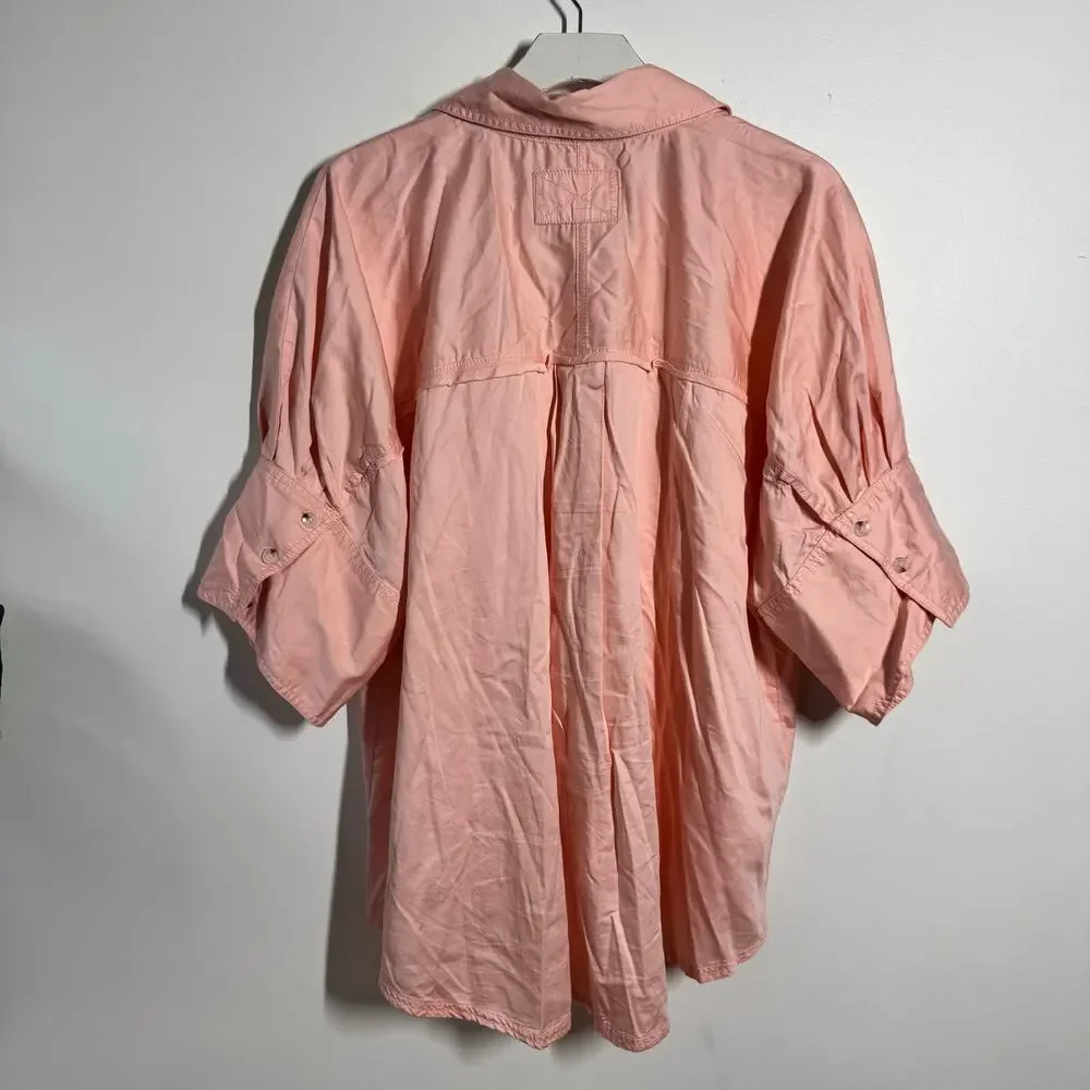 Free People Blush Pink Relaxed Button-Down Blouse